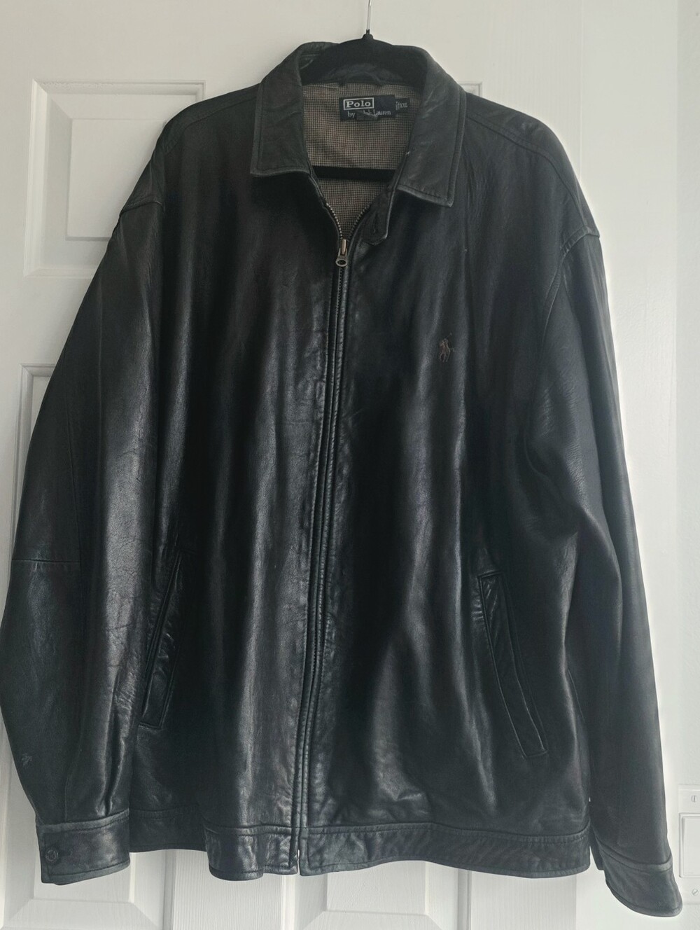 Vintage Ralph Lauren Black Leather Bomber Jacket - Men's